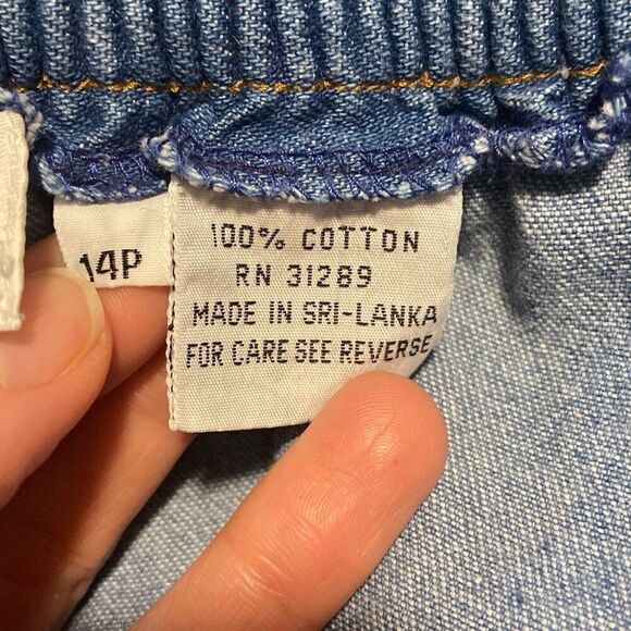 Vintage Allison Smith Button Front Pleated Denim Midi Skirt Blue Size 14P - Picture 6 of 8